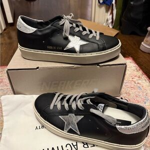 Golden Goose Hi Star Black and Silver Sneakers 39